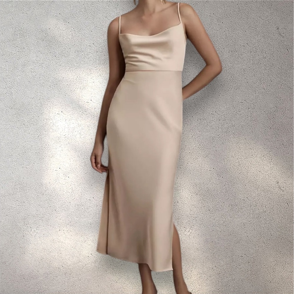 BHLDN Cali Satin Slip Dress